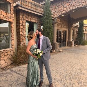 Elegant Green Strapless Dress